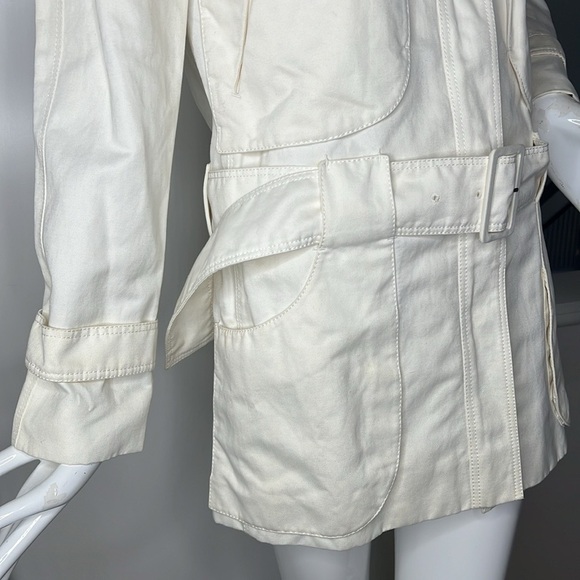 Nina Ricci Sz US 6 FR 38 Cream Cotton Button Belted Short Trench Jacket - Picture 5 of 14